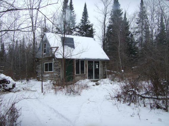 My little log cabin in the winter where I got a lot of winter survival skills in.